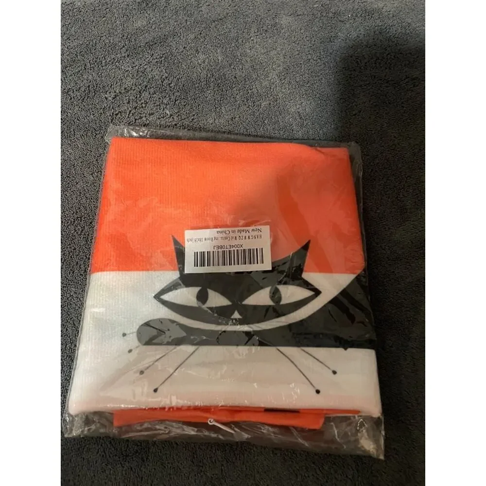 Modern Orange Cat Pillow Cover with Graphic Cats